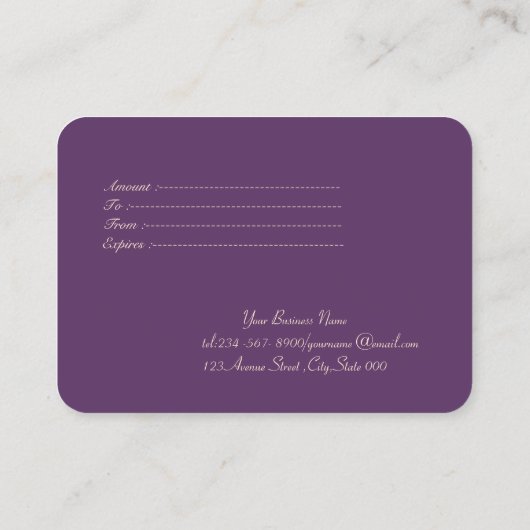 Elegant Modern Paarse Confetti, Glitter Bokeh Kortingskaartje (Achterkant)