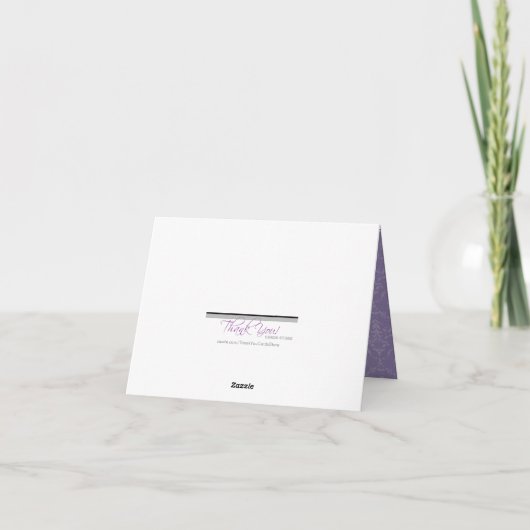 Elegant Modern Paarse Damask bedankt je kaarten (Achterkant)