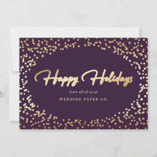 Elegant Modern Paarse foliescript Business Feestdagenkaart