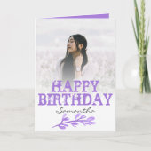 Elegant Modern Paarse Foto Waterverf Kaart (Voorkant)