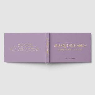Elegant modern Paarse gouden quinceañera Gastenboek
