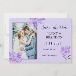 Elegant Modern Paarse Lila Bloemen Foto chic Save The Date