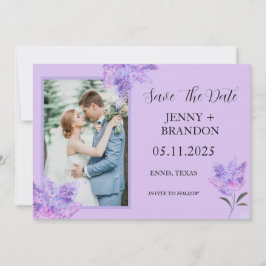 Elegant Modern Paarse Lila Bloemen Foto chic Save The Date