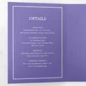 Elegant Modern Paarse Monogram Eenvoudige Bruiloft Drieluik Uitnodiging (Binnenzijde eerst)