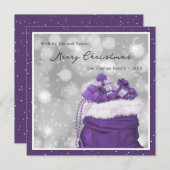 Elegant modern Paarse vrolijke kerst Feestdagenkaart (Voorkant / Achterkant)