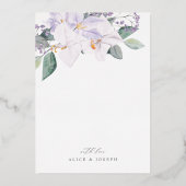 Elegant Modern Paarse Waterverf Orchideeën Weddens Folie Uitnodiging (Achterkant)