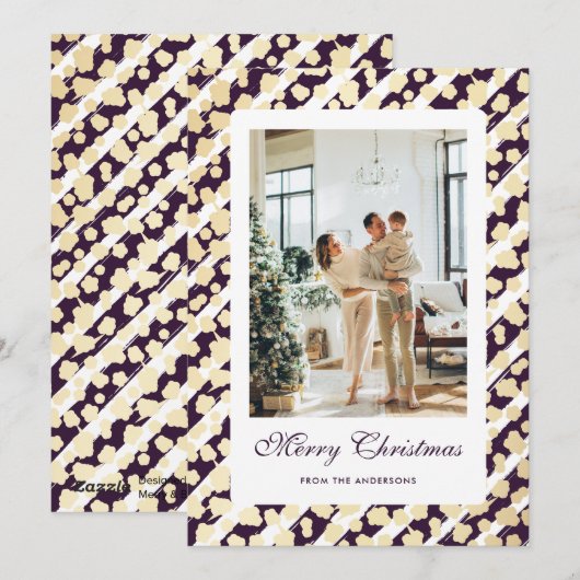 Elegant Modern Paarse Wit Foto Vrolijk Kerstfeest Feestdagenkaart (Voorkant / Achterkant)