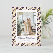 Elegant Modern Paarse Wit Foto Vrolijk Kerstfeest Feestdagenkaart (Staand voorkant)