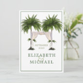 Elegant Modern Palm Jewish Wedding Chuppah Kaart (Staand voorkant)