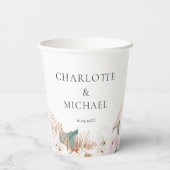 Elegant Modern Pampasgras Flowers Wedding Papieren Bekers (Achterkant)