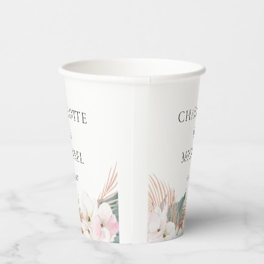 Elegant Modern Pampasgras Flowers Wedding Papieren Bekers (Rechts)