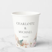 Elegant Modern Pampasgras Flowers Wedding Papieren Bekers (Voorkant)