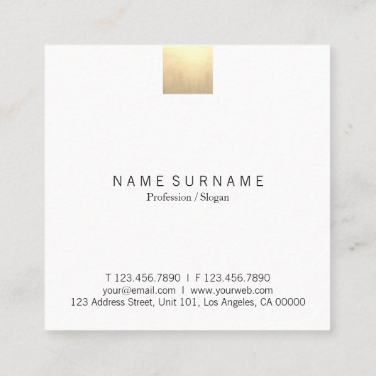 Elegant modern pasta beige gradiënt Gold Accent Vierkante Visitekaartje (Achterkant)
