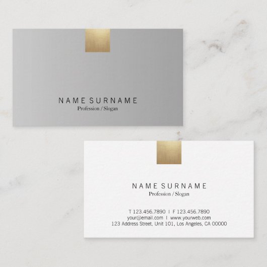 Elegant modern pasta grijs gradiënt gouden accent visitekaartje (Voorkant / Achterkant)