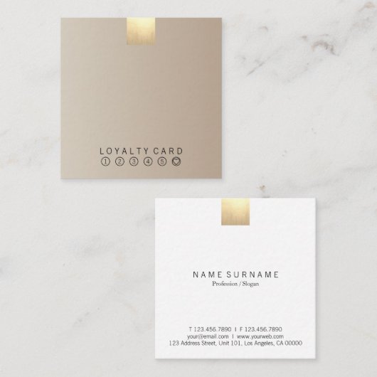 Elegant modern pasteel beige gradiënt Gold Loyalty Vierkante Visitekaartje (Voorkant / Achterkant)
