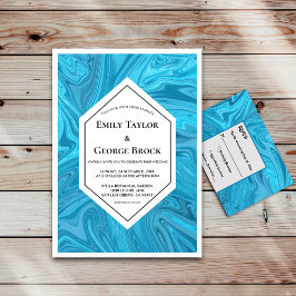 Elegant modern pastel Blue Abstract Paint Wedding Kaart