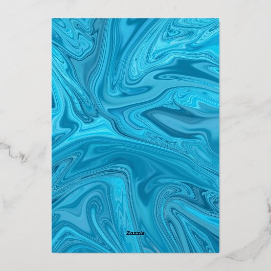 Elegant modern pastel Blue Abstract Wedding Gold Folie Uitnodiging (Achterkant)