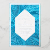 Elegant modern pastel Blue Abstract Wedding Silver Folie Uitnodiging (Voorkant)