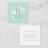 Elegant modern pastel Blue Floral Monogram Vierkante Visitekaartje (Voorkant / Achterkant)