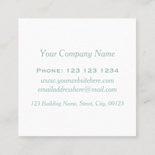 Elegant modern pastel Blue Floral Monogram Vierkante Visitekaartje (Achterkant)