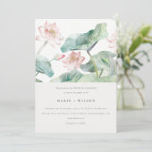 Elegant Modern Pastel Blush Waterlily Wedding Kaart (Staand voorkant)