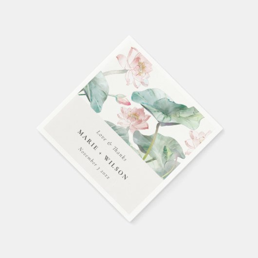 Elegant Modern Pastel Blush Waterlily Wedding Servet (Hoek)