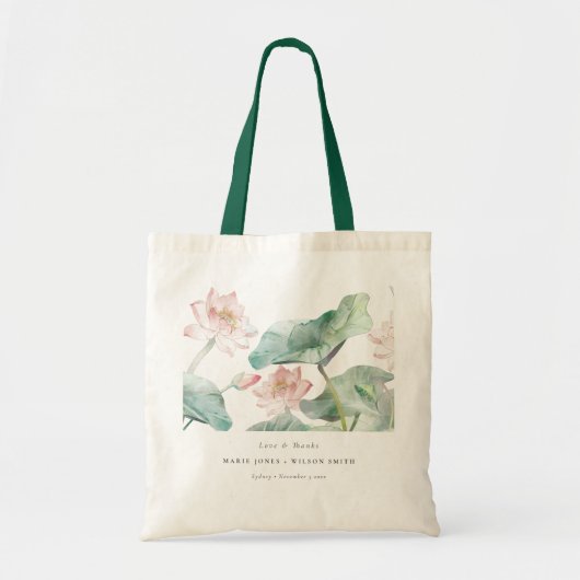 Elegant Modern Pastel Blush Waterlily Wedding Tote Bag (Voorkant)