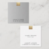 Elegant modern pastel grijs gradiënt gouden loyali vierkante visitekaartje (Voorkant / Achterkant)