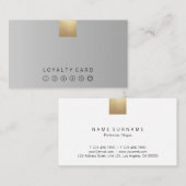 Elegant modern pastel grijs gradiënt gouden loyali visitekaartje (Voorkant / Achterkant)