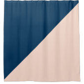 elegant modern pastel peach navy blue kleurenblok douchegordijn (Voorkant)
