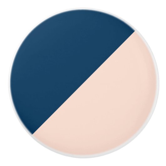 elegant modern pastel peach navy blue kleurenblok keramische knop (Voorkant)