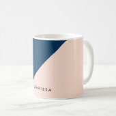 elegant modern pastel peach navy blue kleurenblok koffiemok (Voorkant rechts)