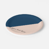 elegant modern pastel peach navy blue kleurenblok papieren bordje (Gekanteld)