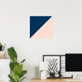 elegant modern pastel peach navy blue kleurenblok poster (Thuiskantoor)