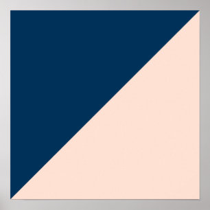 elegant modern pastel peach navy blue kleurenblok poster