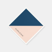 elegant modern pastel peach navy blue kleurenblok servetten (Hoek)