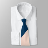 elegant modern pastel peach navy blue kleurenblok stropdas (Gebonden)