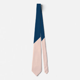 elegant modern pastel peach navy blue kleurenblok stropdas