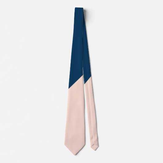 elegant modern pastel peach navy blue kleurenblok stropdas (Voorkant)
