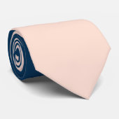 elegant modern pastel peach navy blue kleurenblok stropdas (Opgerold)