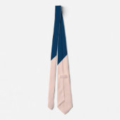 elegant modern pastel peach navy blue kleurenblok stropdas (Achterkant)