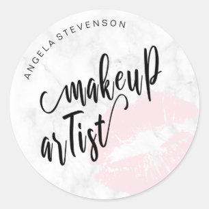 Elegant modern pastel roze lippen make-up kunstena ronde sticker