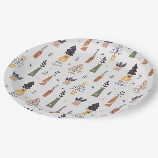 Elegant modern patroon Beste wensen kerstfeest Papieren Bordje (Gekanteld)