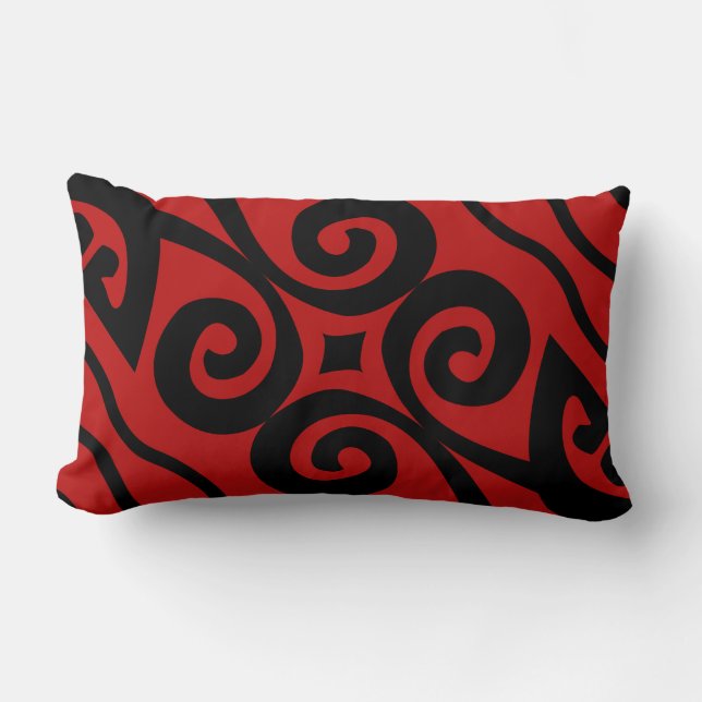 Elegant modern patroon zwart-wit en rood kussen (Voorkant)