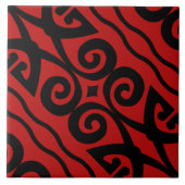 Elegant modern patroon zwart-wit en rood tegeltje (Voorkant)