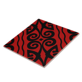 Elegant modern patroon zwart-wit en rood tegeltje