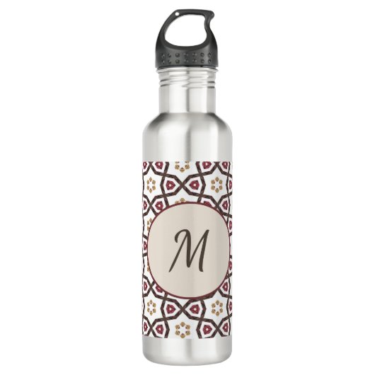 Elegant modern patroonmonogram Initiaal Aangepast Waterfles (Voorkant)