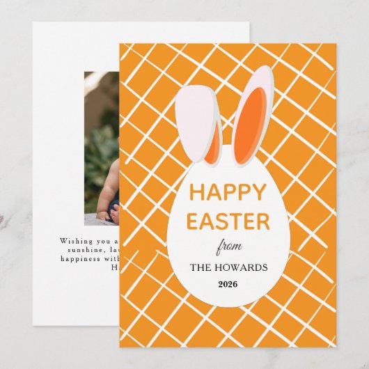 Elegant Modern Patterns Happy Easter Photo Feestdagenkaart (Voorkant / Achterkant)