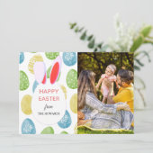 Elegant Modern Patterns Happy Easter Photo Feestdagenkaart (Staand voorkant)
