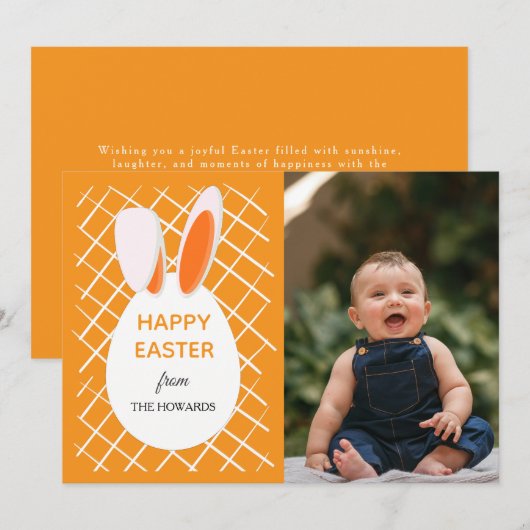 Elegant Modern Patterns Happy Easter Photo Feestdagenkaart (Voorkant / Achterkant)